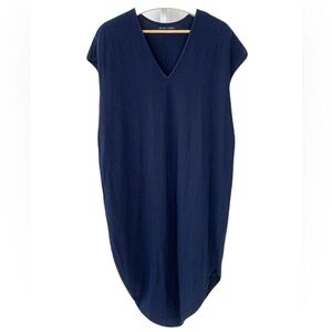 Universal Standard Iconic Geneva V-neck Asymmetrical Midi Dress Sz S 14-16 Navy